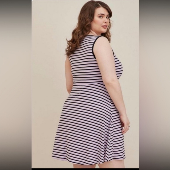 Torrid 2X Sleeveless Striped Purple Jersey Stretch Dress - Picture 2 of 12
